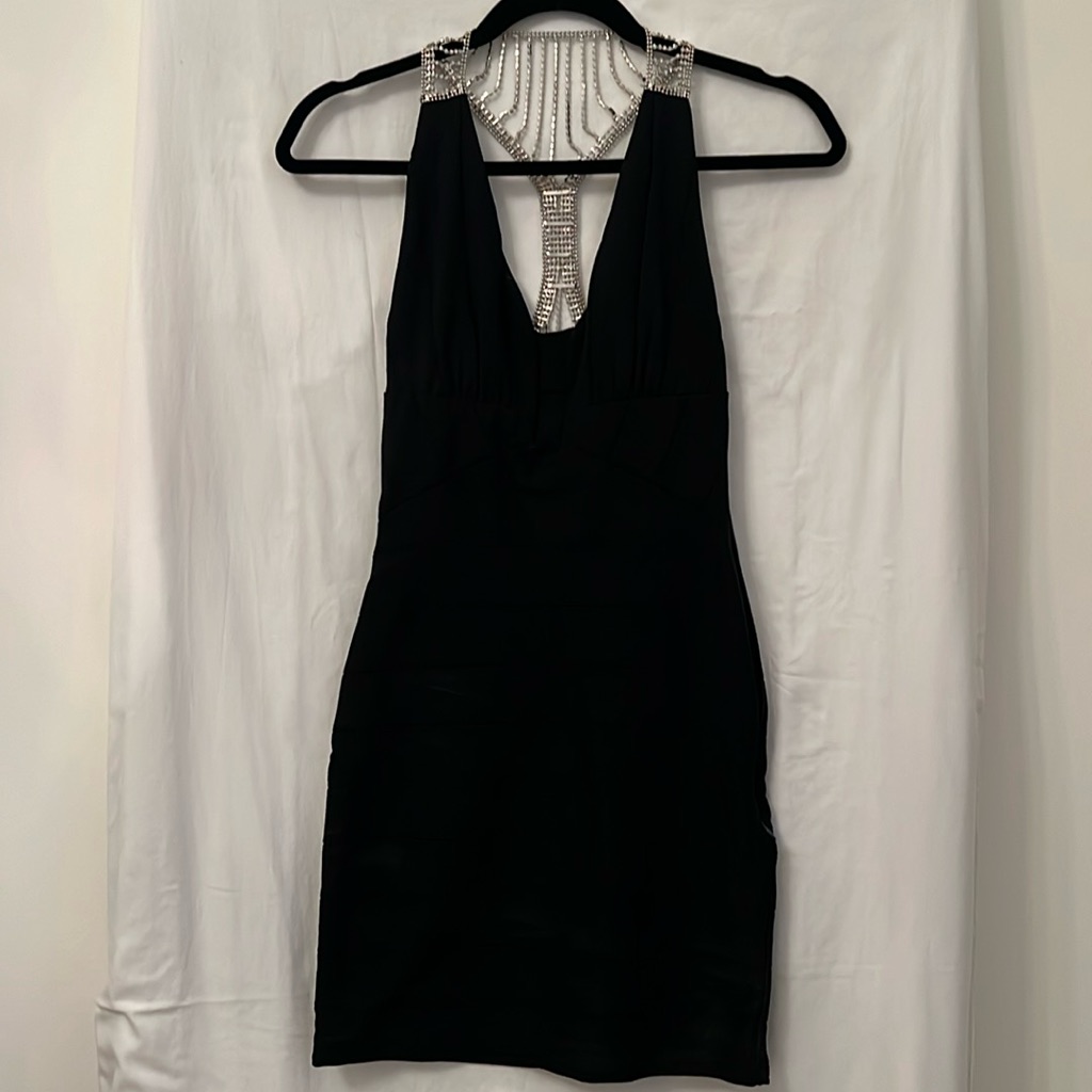 Sky Rhinestone Back Bandage Dress